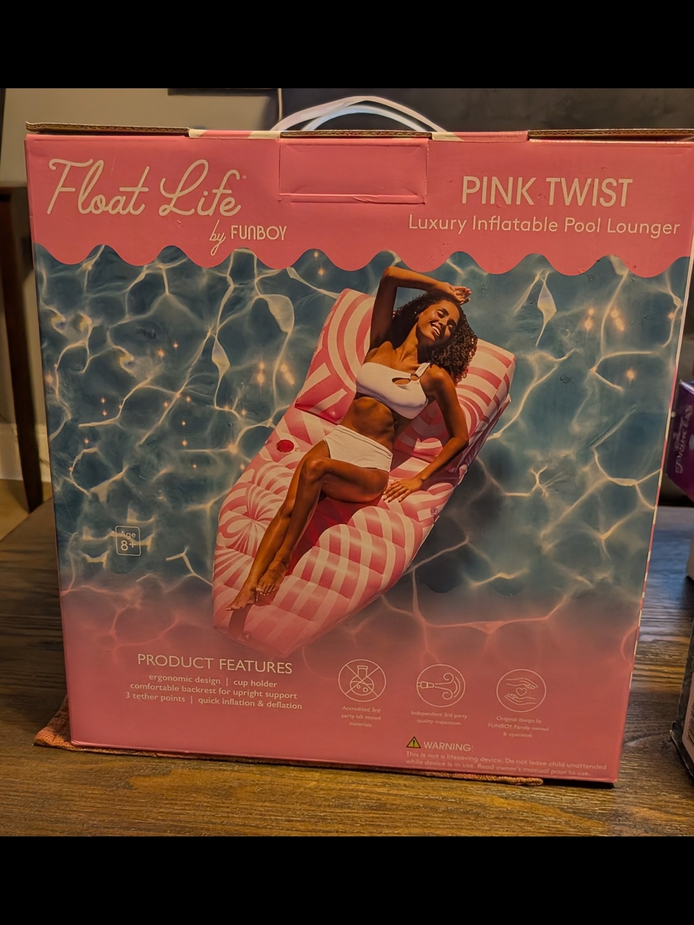 Float Life Pink Twist Luxury Inflatable Pool Lounger by